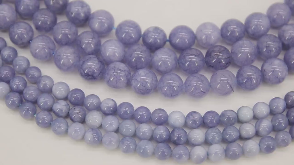 Natural Blue Quartz Beads, Smooth Baby Blue Gray Round Beads BS# 67, sizes in 6 mm or 10 mm 15.75 inch Strands