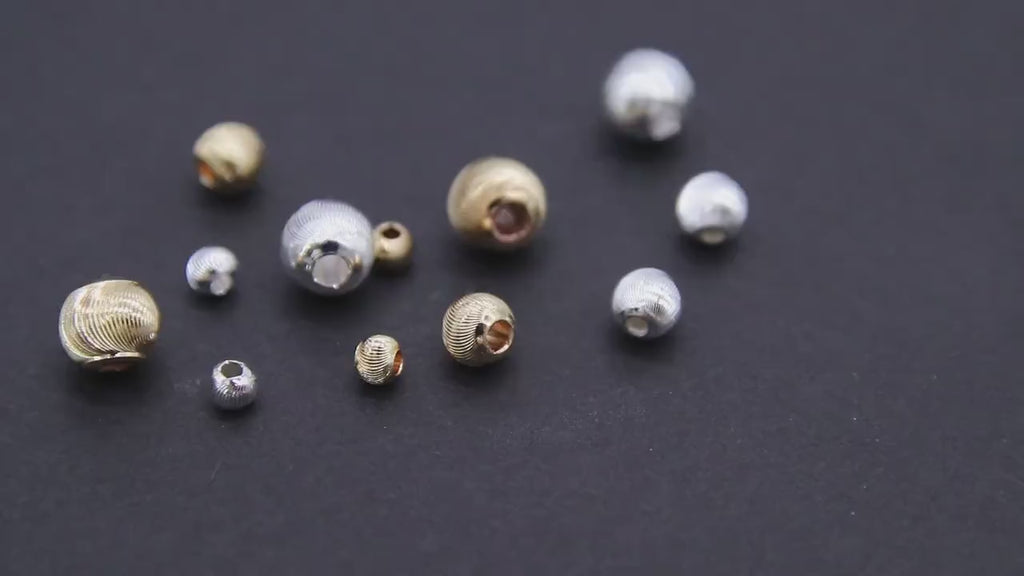 Gold Round Spacer Corrugated Bead, 20 Pc Silver Textured Lined Seamless Bead AG #2387A, 4
