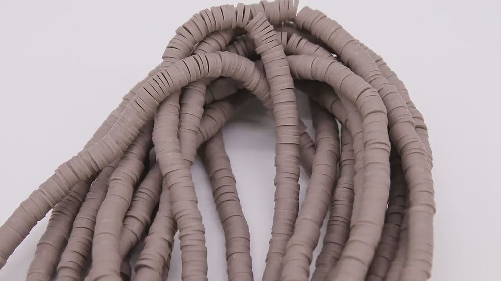 6 mm Clay Flat Beads, Tan Heishi beads in Polymer Clay Disc CB #109, khaki Beige Rondelle Multi Color