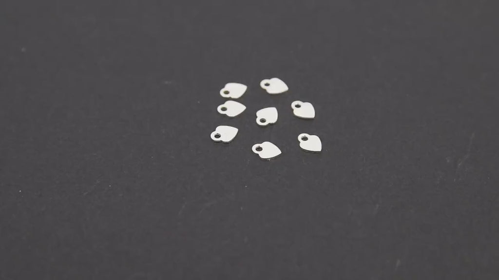 14 K Gold Filled Heart Charms, 4 Pc 925 Sterling Silver Quality Tags #832, Stamped 4 mm Jewelry Findings #2266