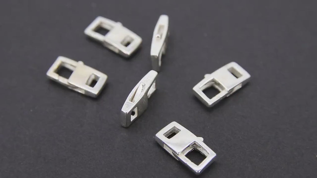 925 Sterling Silver Lobster Clasps, Silver Rectangle Shape Clasps #2815, 6 x 12 mm Stamped