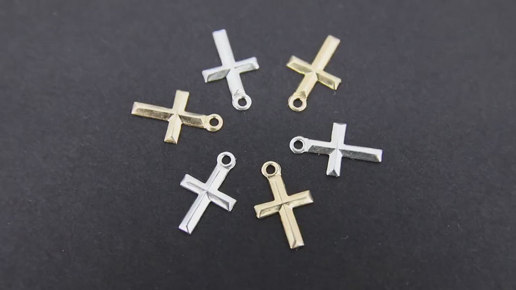 14 K Gold Filled Cross Charms, 2 Pc 925 Sterling Silver Tiny Crosses #2126, 7 x 11 mm Minimalist 14 20 Religious Jewelry