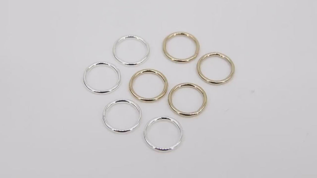 14 K Gold Filled Closed Soldered Rings, 925 Sterling Silver Interlocking Charms # 2401, Round Shaped 6 mm 8 mm 10 mm