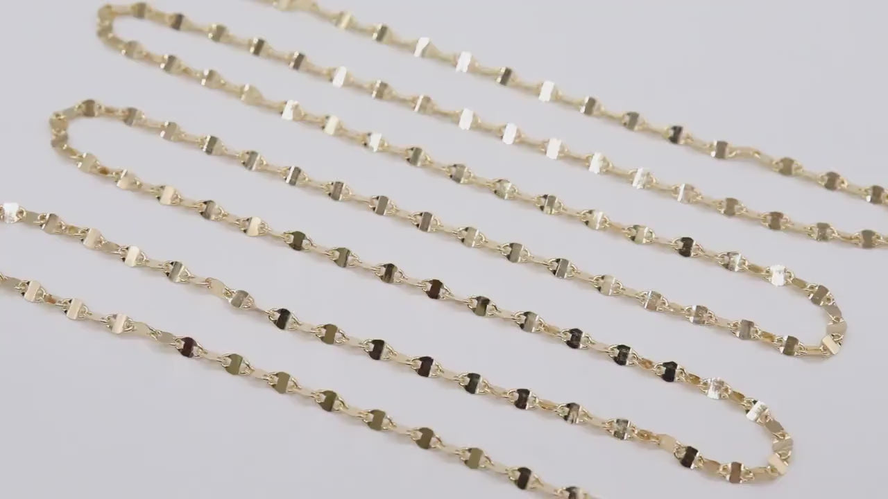 14 K Gold Filled Moroccan Chain, 4 mm 925 Sterling Silver Sequin Dapped Chains CH #741, Dainty Silver Beaded  CH #804