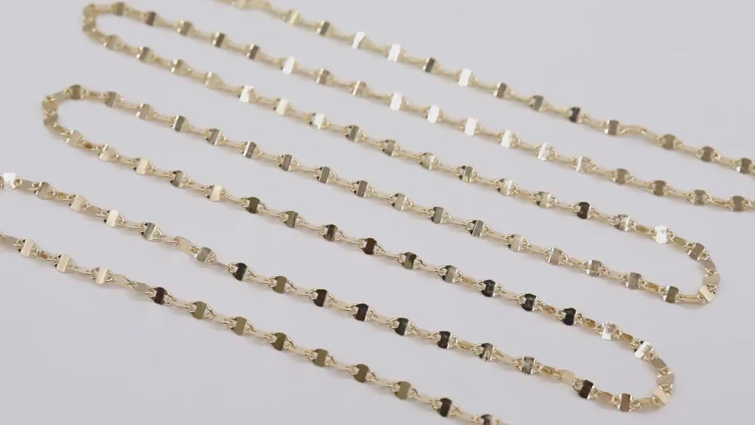 14 K Gold Filled Moroccan Chain, 4 mm 925 Sterling Silver Sequin Dapped Chains CH #741, Dainty Silver Beaded  CH #804