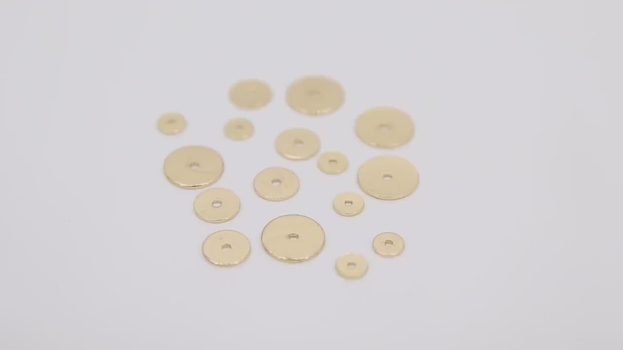 Gold Metal Spacer Beads, 6 mm Round Discs, 20 pcs Rondelle Donuts Findings