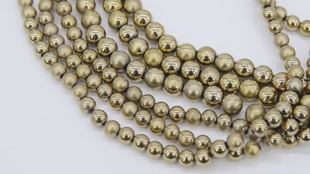 Gold Round Hematite Beads, Matte Copper Hematite Color Non Magnetic Antique Gold Beads BS #123, sizes 6 mm 8 mm 15.7 inch Strands