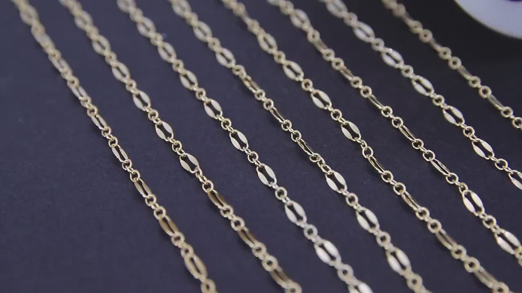 14 K Gold Filled Bar Jewelry Chains, 14 20 Gold Sequin Bar CH #739, Unfinished 2.3 mm