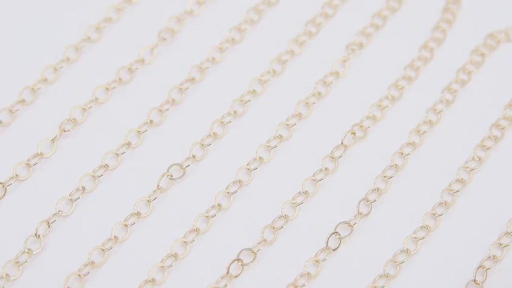 14 K Gold Filled Hammered Chains, 3.8 mm Flat Drawn Cable CH #701, Unfinished Extender Chain