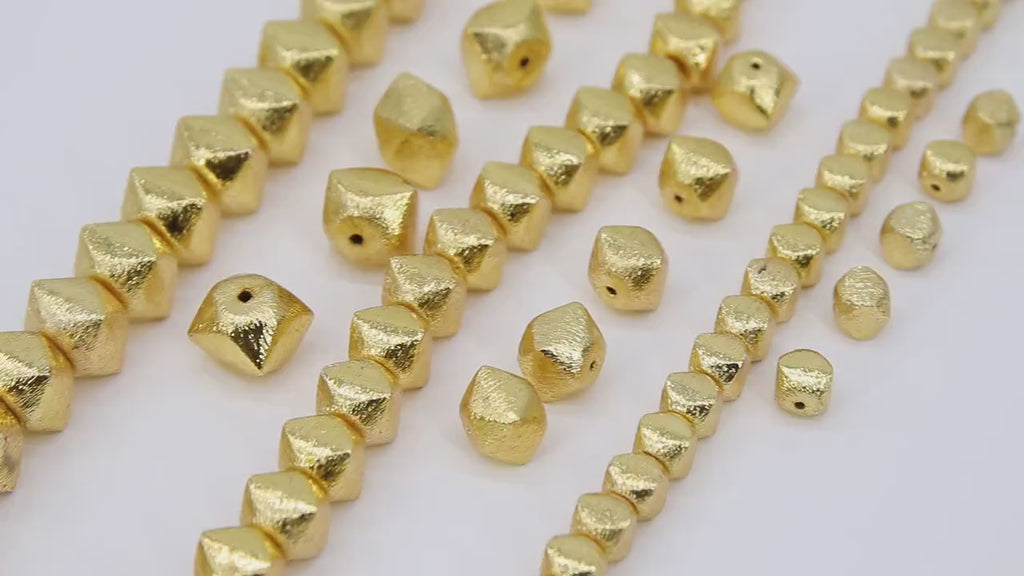 Brushed Gold Faceted Cube Beads, Nugget Metal Beads #2952, Hexagon Lightweight 6 mm 8 mm or 10 mm Spacers