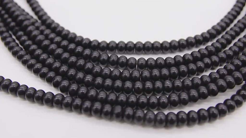 Black Heishi Beads, Smooth Black Beads BS #326, sizes in Donut 6 x 4 mm Rondelle