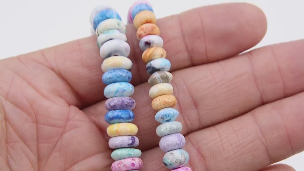 Pink Blue Heishi Blue Beads, White Yellow Flat Rondelle Jewelry Beads BS #180, Pastel beads in sizes 8 mm 10 mm 15 inch Strands