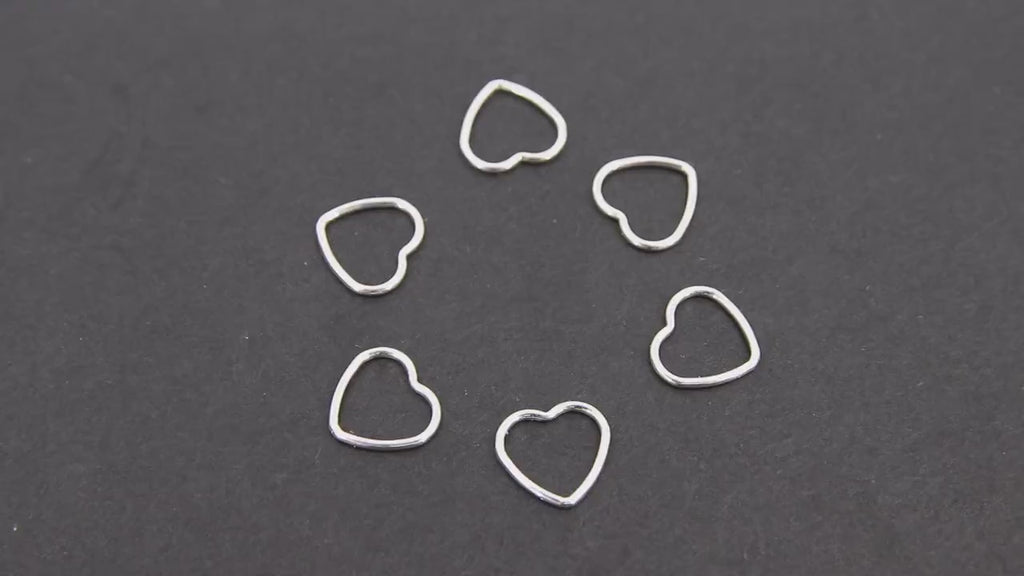 925 Sterling Silver Heart Charms, 9 mm 14 K Gold Filled Soldered Links # 828, Jewelry Rings #2197