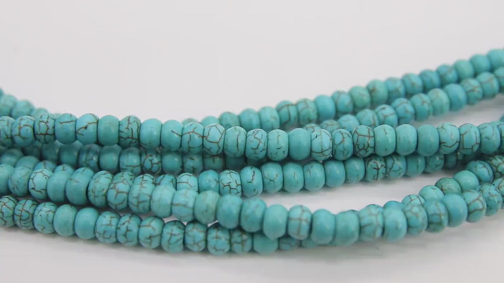 Blue Turquoise Heishi Beads, Smooth Blue Turquoise Beads BS #325, sizes in Flat 6 x 4 mm Rondelle