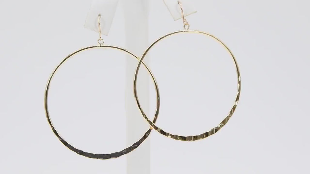 Textured Gold Round Hoop Ear Rings, 48 mm Glittery Gold Charms #953, High Quality Light Weight Wire Hoops Finding
