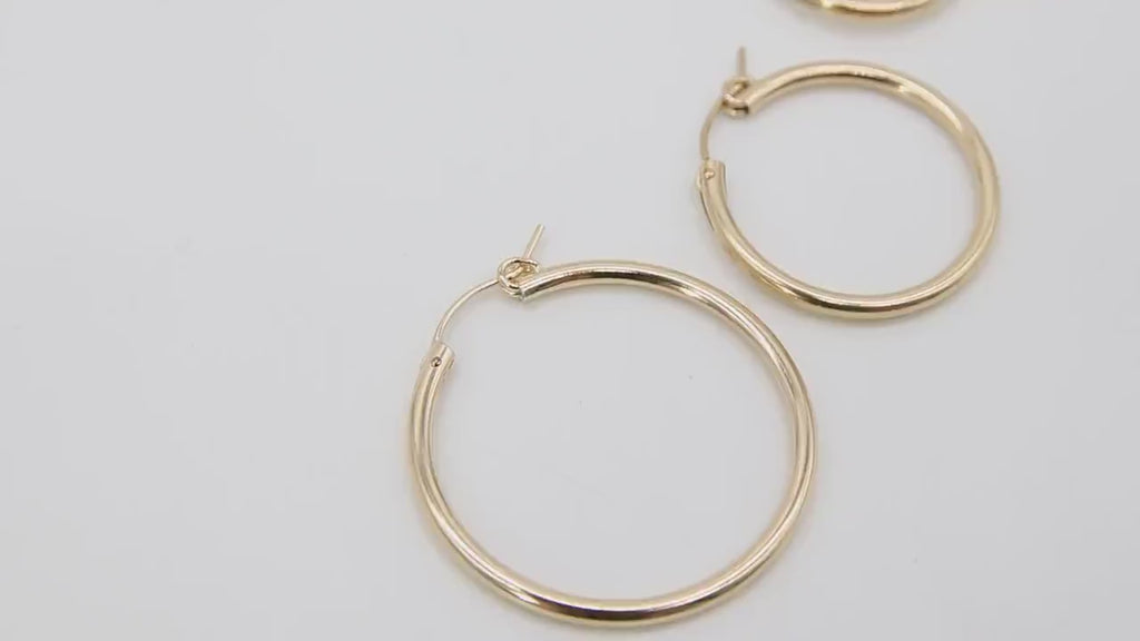 14 K Gold Filled Hoop Earrings, Thick 2.4 mm Gold Earrings for Hooplet Charms # 2130, High Quality Snap In Wire Hoops