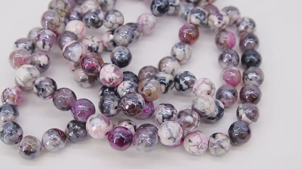 Electroplated Agate Beads, Faceted Agate BS #232, Black Pink White Colorful Beads