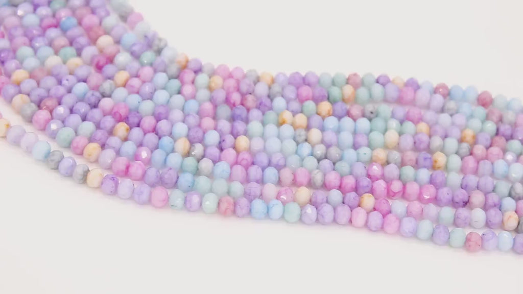Multi Color Crystal Beads, 6 mm Faceted Spring Crystal Rondelle BS #255, Jewelry Bead Strands