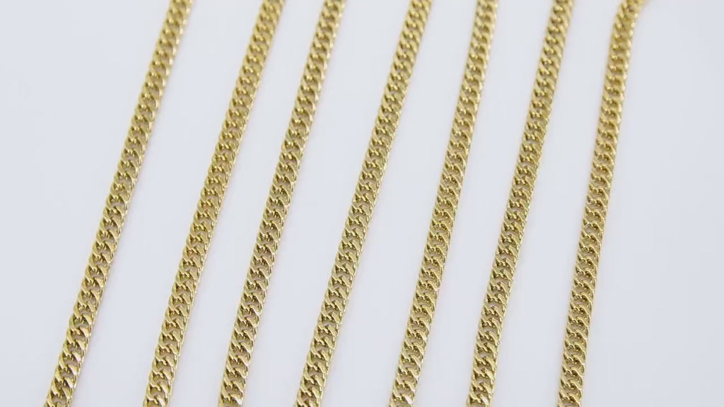 Stainless Steel Chain, 304 Gold or Silver Faceted Dainty Curb 5.5 mm Chains CH #211, Unfinished Necklace Chains