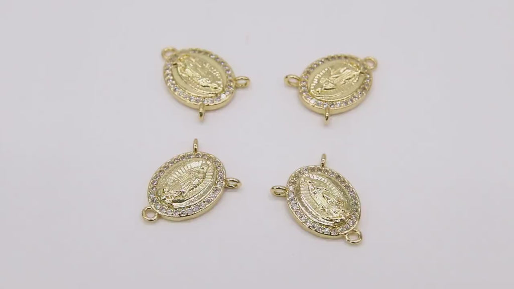 CZ Pave Mary Connectors, Gold Cross Rosary Centers # 431, St. Benito Charm Links