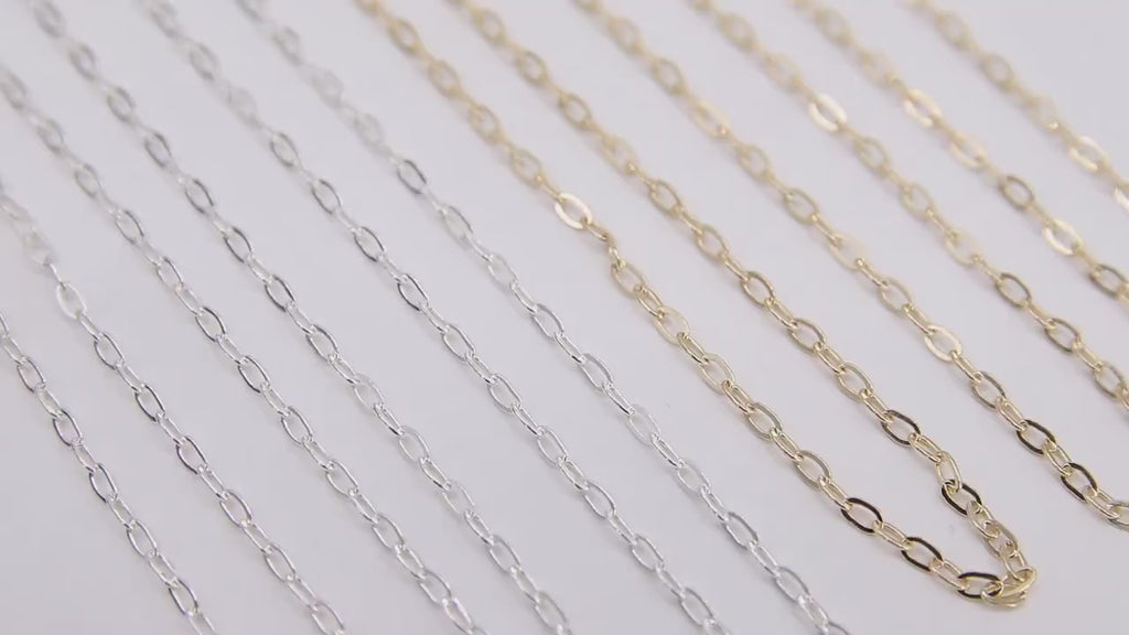 14 K Gold Fill Paper Clip Chain, 3.25 mm 925 Sterling Silver Unfinished Chain, Soldered Flat Chains