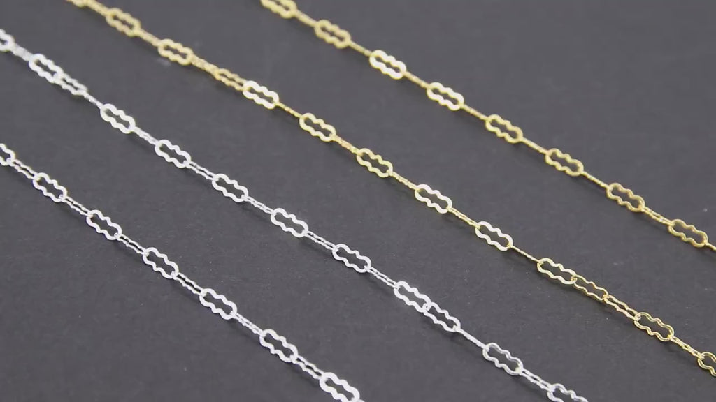 14 K Gold Filled Wavy Bar Paperclip Chain, 5.5 mm 925 Sterling Silver Ripple Chains CH# 819, Unfinished Long and Short CH #705