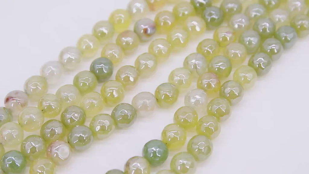 Electroplated Agate Beads, Faceted Agate BS #224, Lime Green White Yellow Colorful Beads