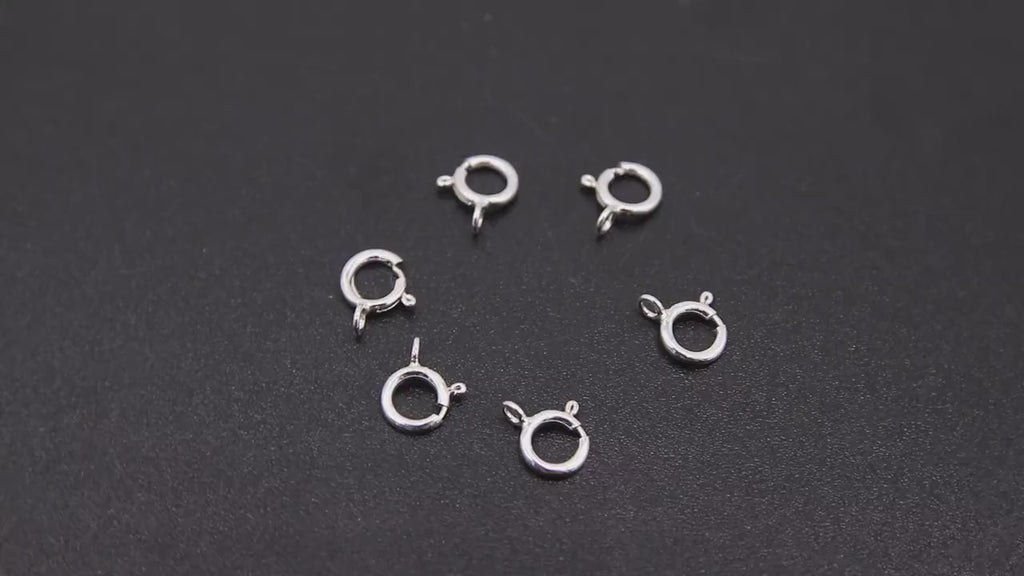 925 Sterling Silver Spring Ring Clasps, 7.0 mm Jewelry Large Findings # 3041, Stamped 925 with Closed Loop
