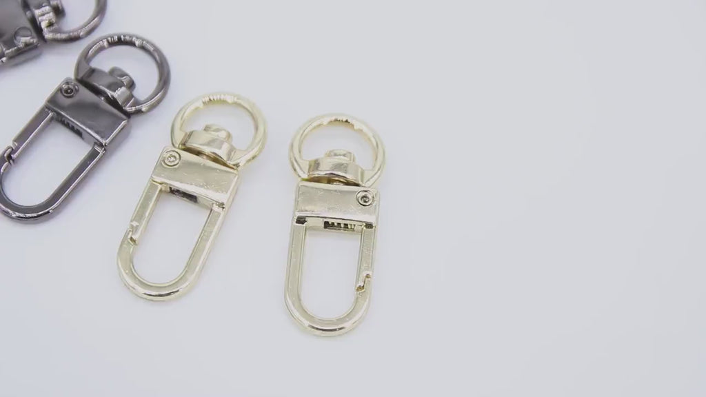 Gold Spring Gate Clasp, Silver or Black Swivel Clips 12 x 33 mm, Elongated Purse Clasp