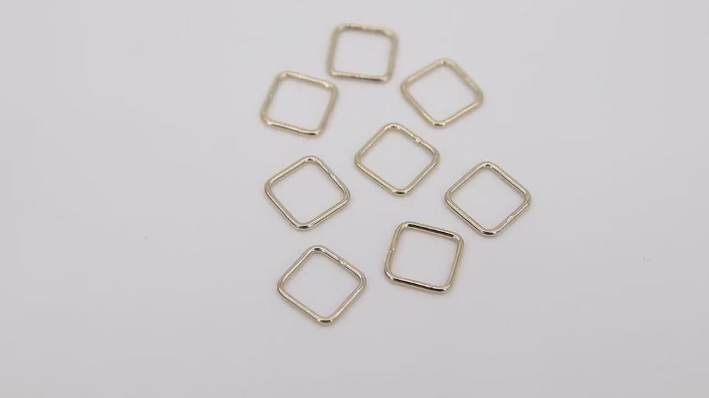 14 K Gold Filled Square Shape Charms, 8 mm 14 20 Diamond Shaped Soldered Links #2198, Closed Rings