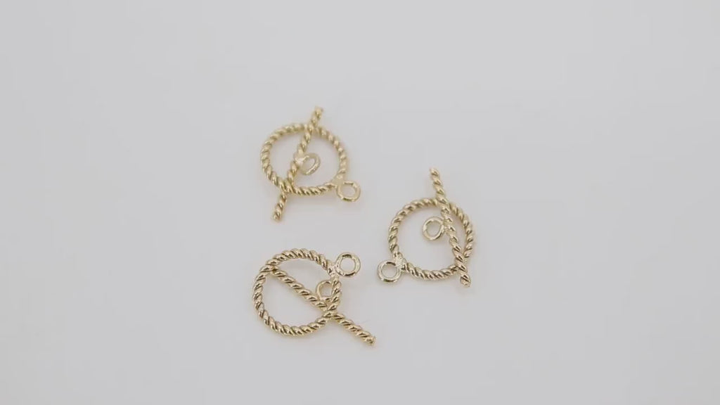 14 K Gold Filled Toggle Clasp, Round Spiral Twist Clasps with Toggle Bar Connectors for Bracelet, Necklace