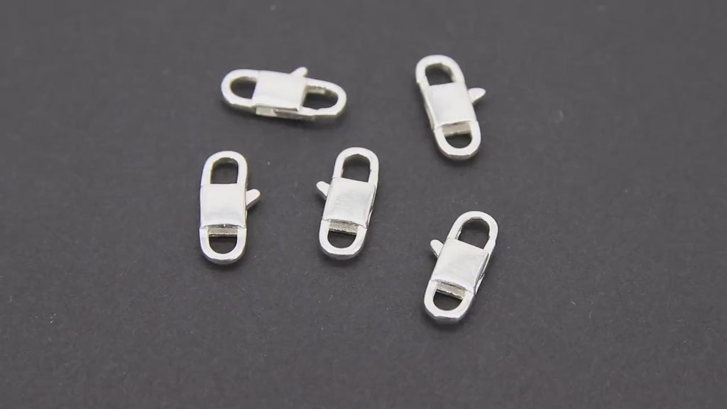 925 Sterling Silver Lobster Clasps, Silver Oval Long Clasps # 2820, Stamped 6 x 14 mm