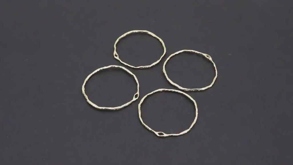 Textured Gold Round Hoop Ear Rings, 36 mm Gold Charms # 3644, High Quality Light Weight Wire Hoops Finding