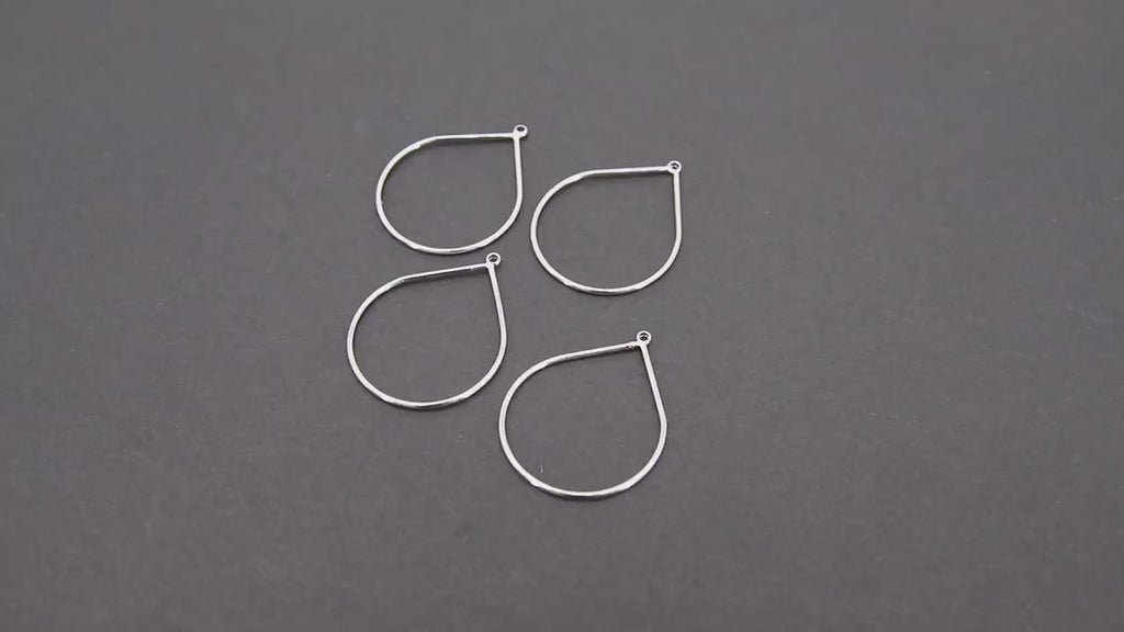 Silver Teardrop Hoop Ear Rings,  20 x 25 mm Silver Charms #737, Oval Gold Hoops High Quality Light Weight Wire Hoops Finding