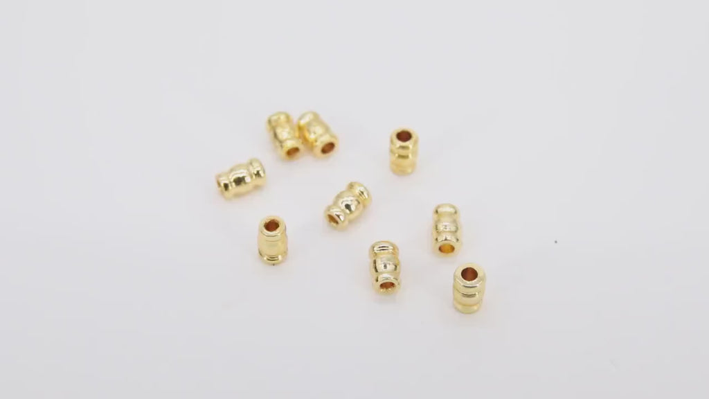 Gold Faceted Drum Beads, Gold Metal Beads BS# 303, Small 3 x 5 mm Gold Tube Bead Spacers