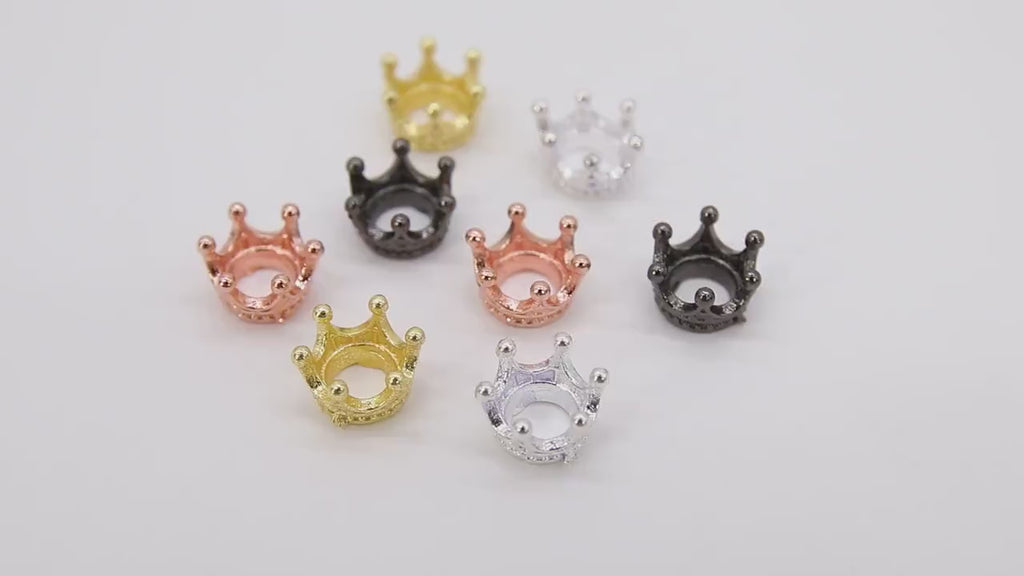 Queen Brushed Gold Crown, 3 Pcs Queen King Crown Charm Spacers #2862, Tiara Shaped Bracelet Bead