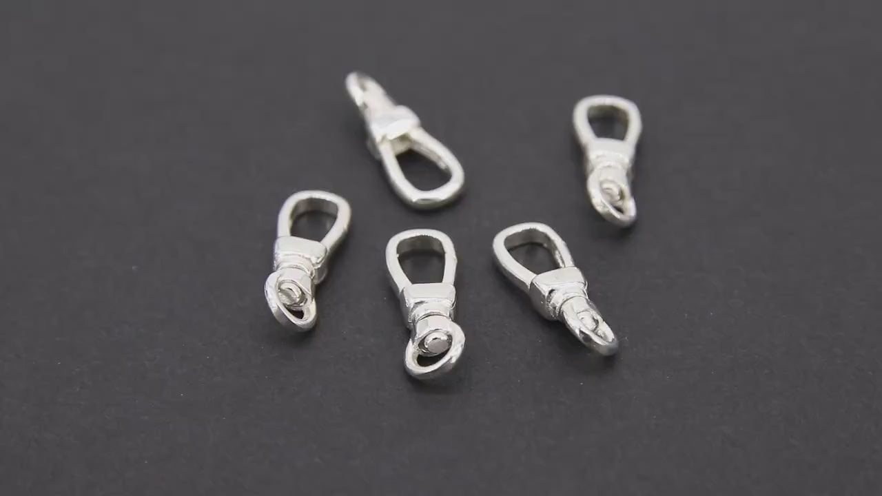 925 Sterling Silver Swivel Clasp, 6 x 17 mm Push Clasp #2803, Stamped 925 Fob Clasp