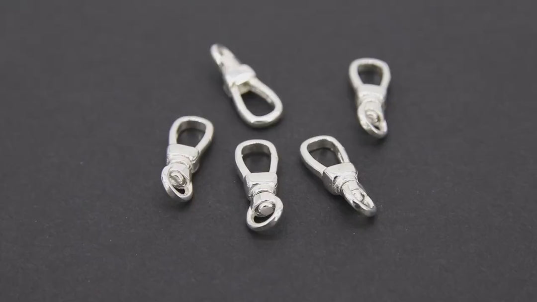 925 Sterling Silver Swivel Clasp, 6 x 17 mm Push Clasp #2803, Stamped 925 Fob Clasp
