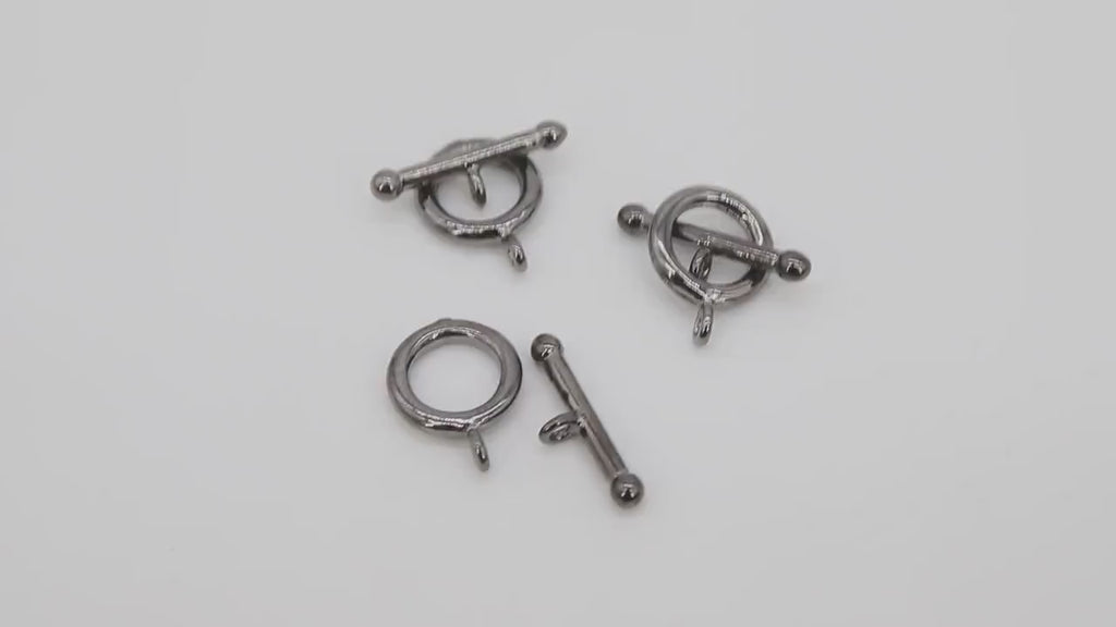 Black Plated Toggle Clasp Set, Ball End 14 x 19 Toggle Ring #2242, 22 mm Ball End T Bar Jewelry Findings