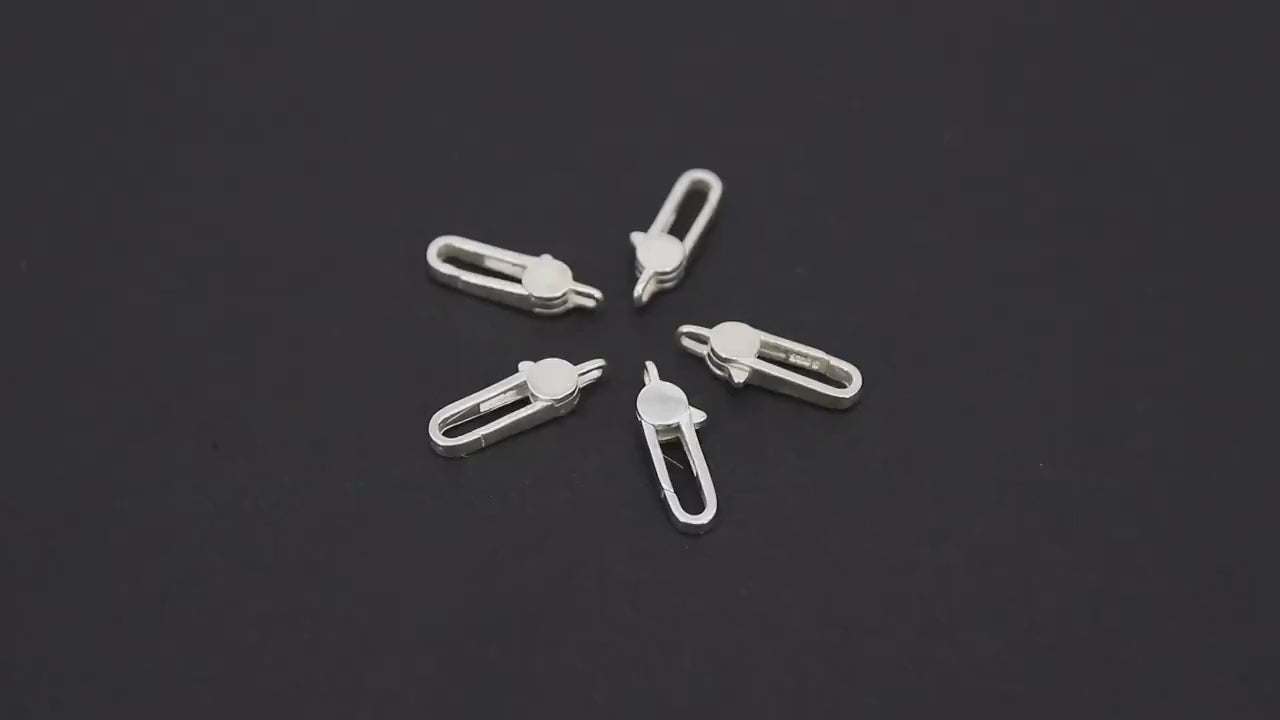 925 Sterling Silver Lobster Clasps, Long Oval Lobster Claws #716, Rectangle Clasp