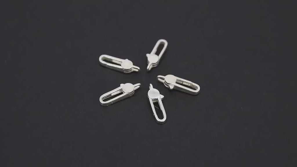 925 Sterling Silver Lobster Clasps, Long Oval Lobster Claws #716, Rectangle Clasp