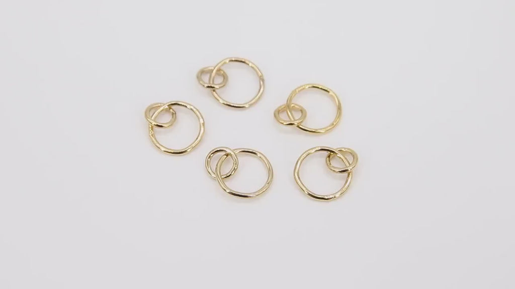 925 Sterling Silver Two Circle Link Rings, 6 and 10 mm  14 K Gold Filled Interlocking Rings #2237, Soldered Double Infinity Rings