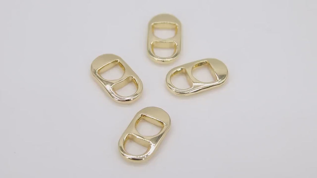 Gold Soda Tab Charm, 2 Pc Gold Beer Can and Soda Pop Tabs #559, 10 x 18 mm Beach Ocean Charms for Everyday Necklaces