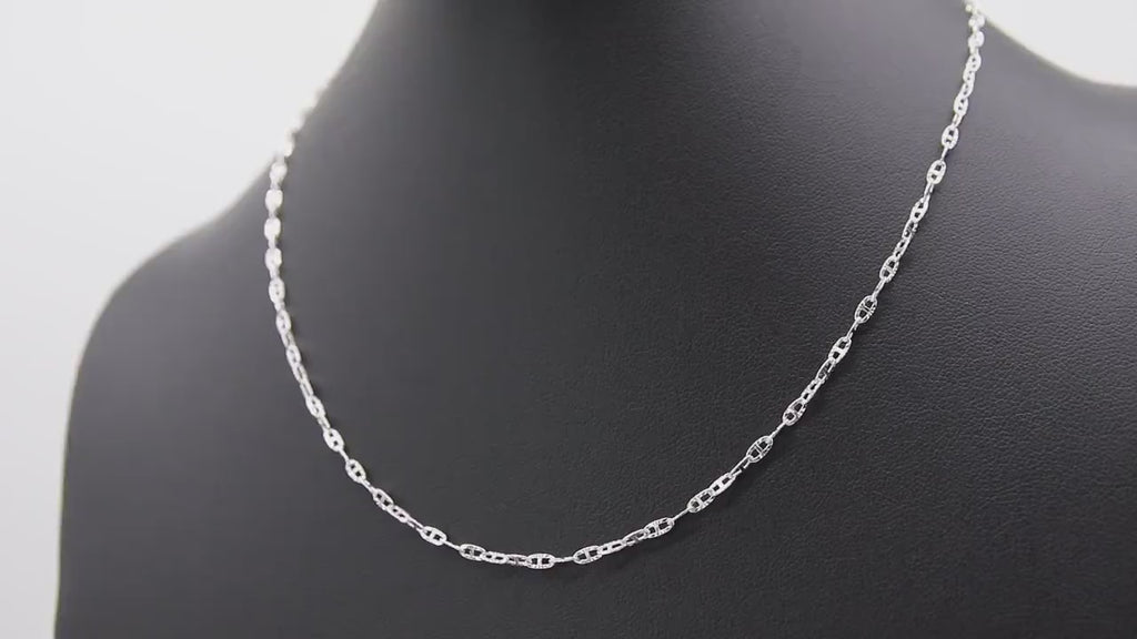14 K Gold Filled Mariner Nugget Hammered Chain Link Necklace, 925 Sterling Silver Paperclip Bar Chain Choker, Anchor Chain Necklace