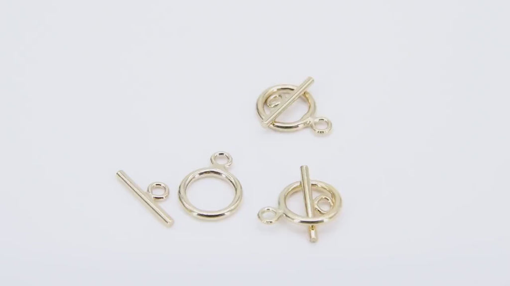 14 K Gold Filled Toggle Clasp, Small Round Clasps with Toggle Bar Connectors #3447, 8 x 11 mm and 11 mm Bar