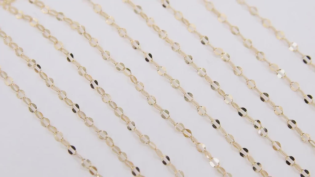 14 K Gold Filled Bar Jewelry Chains, 3 mm 14 20 Gold Sequin Bar CH #740, Unfinished