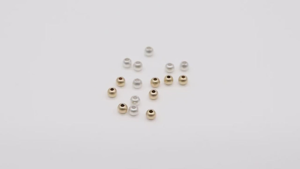 14 K Gold Filled Round Smooth Beads, 925 Sterling Silver Matte Seamless Beads # 503, 2 mm or 3 mm High Quality Sandblast Beads