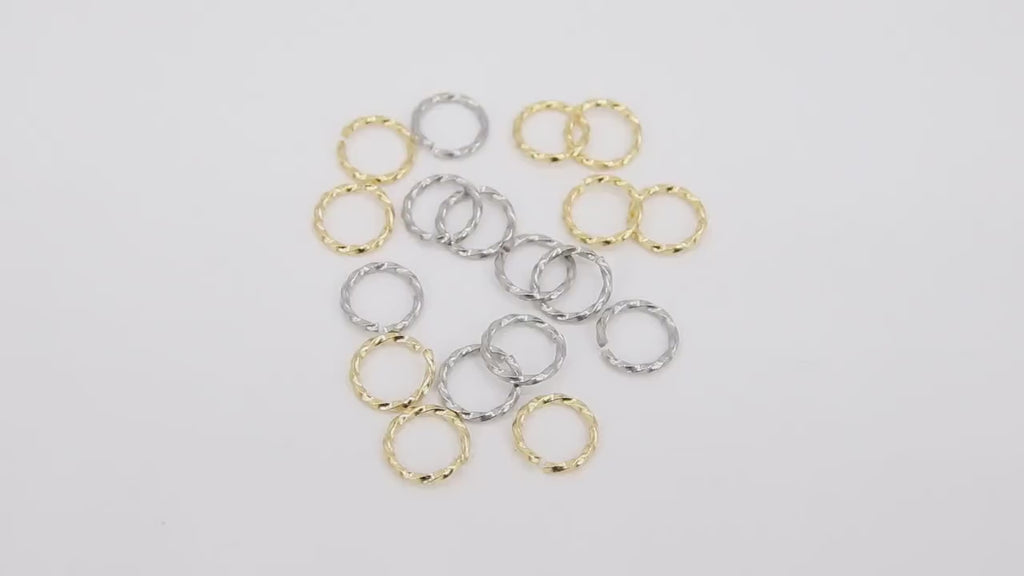 Stainless Steel Gold Jump Rings, 10 mm Open Twisted Silver Rings #858, Large Textured 16 Gauge