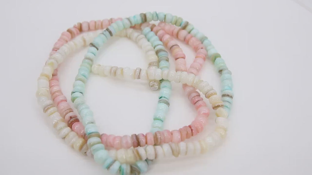 Soft Pink Shell Beads, Multi Color Freshwater White Rondelle Beads BS #304, Round 6 mm Beads