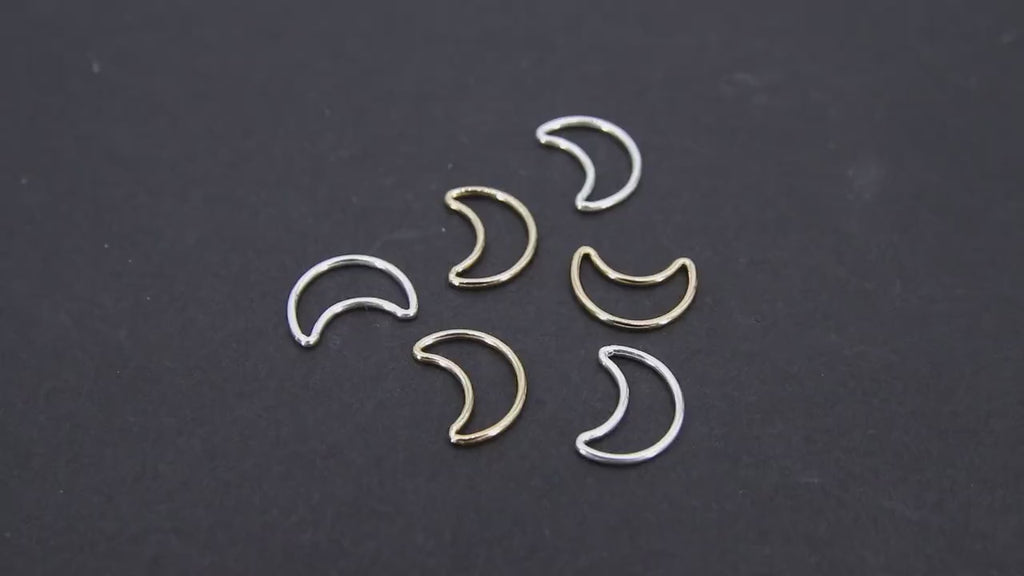 14 K Gold Filled Half Moon Charms, 11 mm 925 Sterling Silver Soldered Links #3405, Crescent Moon